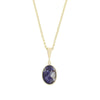 Derbyshire Blue John and Jet 9ct Yellow Gold Pendant and Gold Plated Chain