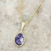 Derbyshire Blue John and Jet 9ct Yellow Gold Pendant and Gold Plated Chain