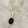 Derbyshire Blue John and Jet 9ct Yellow Gold Pendant and Gold Plated Chain