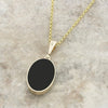 Derbyshire Blue John and Jet 9ct Yellow Gold Pendant and Gold Plated Chain