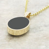Derbyshire Blue John and Jet 9ct Yellow Gold Pendant and Gold Plated Chain