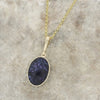 Derbyshire Blue John and Jet 9ct Yellow Gold Pendant and Gold Plated Chain