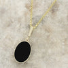Derbyshire Blue John and Jet 9ct Yellow Gold Pendant and Gold Plated Chain