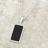 Derbyshire Blue John and Whitby Jet Rectangular Pendant and Chain
