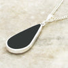 Derbyshire Blue John and Whitby Jet Pear Shape Pendant and Chain