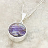 Derbyshire Blue John Reversible Round Pendant and Chain