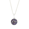 Derbyshire Blue John and Whitby Jet Round Pendant and Chain