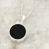 Derbyshire Blue John and Whitby Jet Round Pendant and Chain