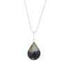 Derbyshire Blue John and Whitby Jet Pear Shape Pendant and Chain - DBJ708