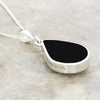 Derbyshire Blue John and Whitby Jet Pear Shape Pendant and Chain