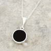 Derbyshire Blue John and Whitby Jet Small Round Pendant and Chain
