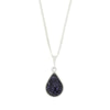 Derbyshire Blue John and Whitby Jet Pear Shape Pendant and Chain