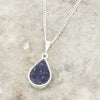Derbyshire Blue John and Whitby Jet Pear Shape Pendant and Chain