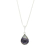 Derbyshire Blue John and Whitby Jet Pear Shape Pendant and Chain