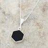 Derbyshire Blue John and Whitby Jet Hexagonal Shape Pendant and Chain