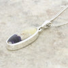 Derbyshire Blue John Sterling Silver Slim Oval Pendant and Chain