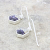 Derbyshire Blue John Sterling Silver Hexagonal Shape Drop Earrings