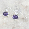 Derbyshire Blue John Sterling Silver Hexagonal Shape Drop Earrings