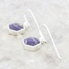 Derbyshire Blue John Sterling Silver Hexagonal Shape Drop Earrings