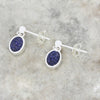 Blue Goldstone Sterling Silver Oval Drop Earrings - DBJ784