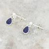 Blue Goldstone Sterling Silver Pear Shape Drop Earrings - DBJ785