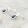 Blue Goldstone Sterling Silver Pear Shape Drop Earrings - DBJ785
