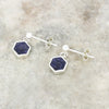 Blue Goldstone Sterling Silver Hexagonal Drop Earrings - DBJ788