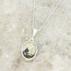 Derbyshire Blue John Reversible Oval Pendant and Chain - DBJ792