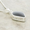 Derbyshire Blue John and Whitby Jet Teardrop Pendant and Chain - DBJ793