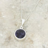 Derbyshire Blue John and Whitby Jet Round Pendant and Chain - DBJ794