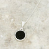 Derbyshire Blue John and Whitby Jet Round Pendant and Chain - DBJ794