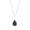 Derbyshire Blue John and Whitby Jet Pear Shape Pendant and Chain - DBJ795