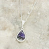 Derbyshire Blue John and Whitby Jet Pear Shape Pendant and Chain - DBJ795