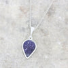 Derbyshire Blue John and Whitby Jet Teardrop Pendant and Chain - DBJ797