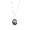Derbyshire Blue John and Blue Goldstone Oval Pendant and Chain - DBJ799