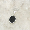 Derbyshire Blue John and Whitby Jet Oval Pendant and Chain - DBJ802