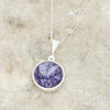 Derbyshire Blue John and Whitby Jet Round Pendant and Chain - DBJ805