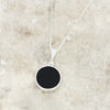 Derbyshire Blue John and Whitby Jet Round Pendant and Chain - DBJ805