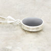 Derbyshire Blue John and Whitby Jet Round Pendant and Chain - DBJ805