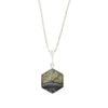 Derbyshire Blue John and Blue Goldstone Hexagonal Pendant and Chain - DBJ809