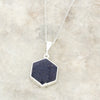 Derbyshire Blue John and Blue Goldstone Hexagonal Pendant and Chain - DBJ809
