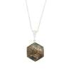 Derbyshire Blue John and Blue Goldstone Large Hexagonal Pendant and Chain - DBJ810