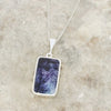 Derbyshire Blue John and Blue Goldstone Rectangular Pendant and Chain - DBJ812