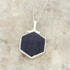 Derbyshire Blue John and Blue Goldstone Large Hexagonal Pendant and Chain - DBJ814