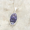 Derbyshire Blue John and Blue Goldstone Large Oval Pendant and Chain - DBJ815