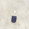 Derbyshire Blue John and Blue Goldstone Half Barrel Shape Pendant and Chain - DBJ818