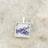 Derbyshire Blue John Reversible Square Pendant and Chain - DBJ820