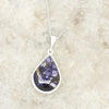 Derbyshire Blue John Reversible Pear Shape Pendant and Chain - DBJ823
