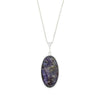 Derbyshire Blue John and Whitby Jet Large Oval Pendant and Chain - DBJ826