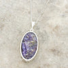 Derbyshire Blue John and Whitby Jet Large Oval Pendant and Chain - DBJ826